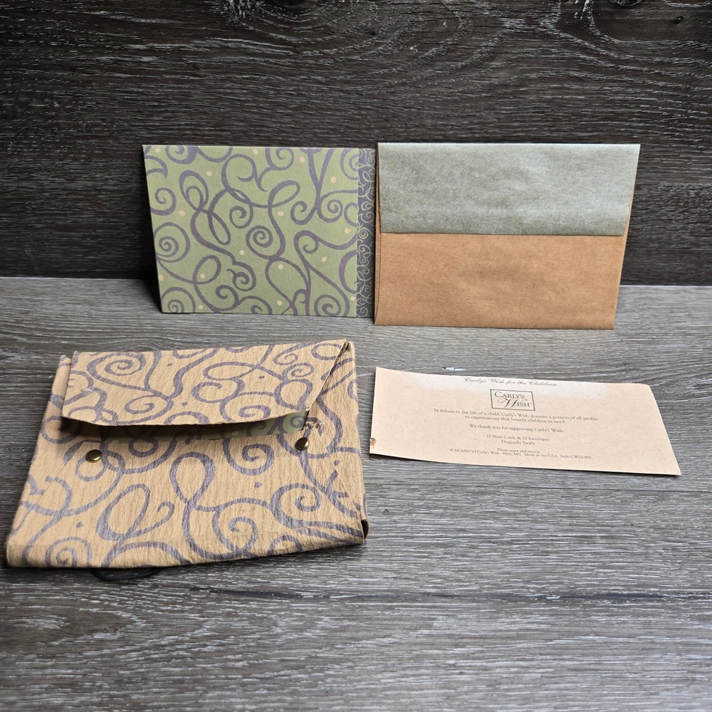Carly's Wish Dragonfly Swirls Handmade Note Cards Envelopes Stationery Set USA